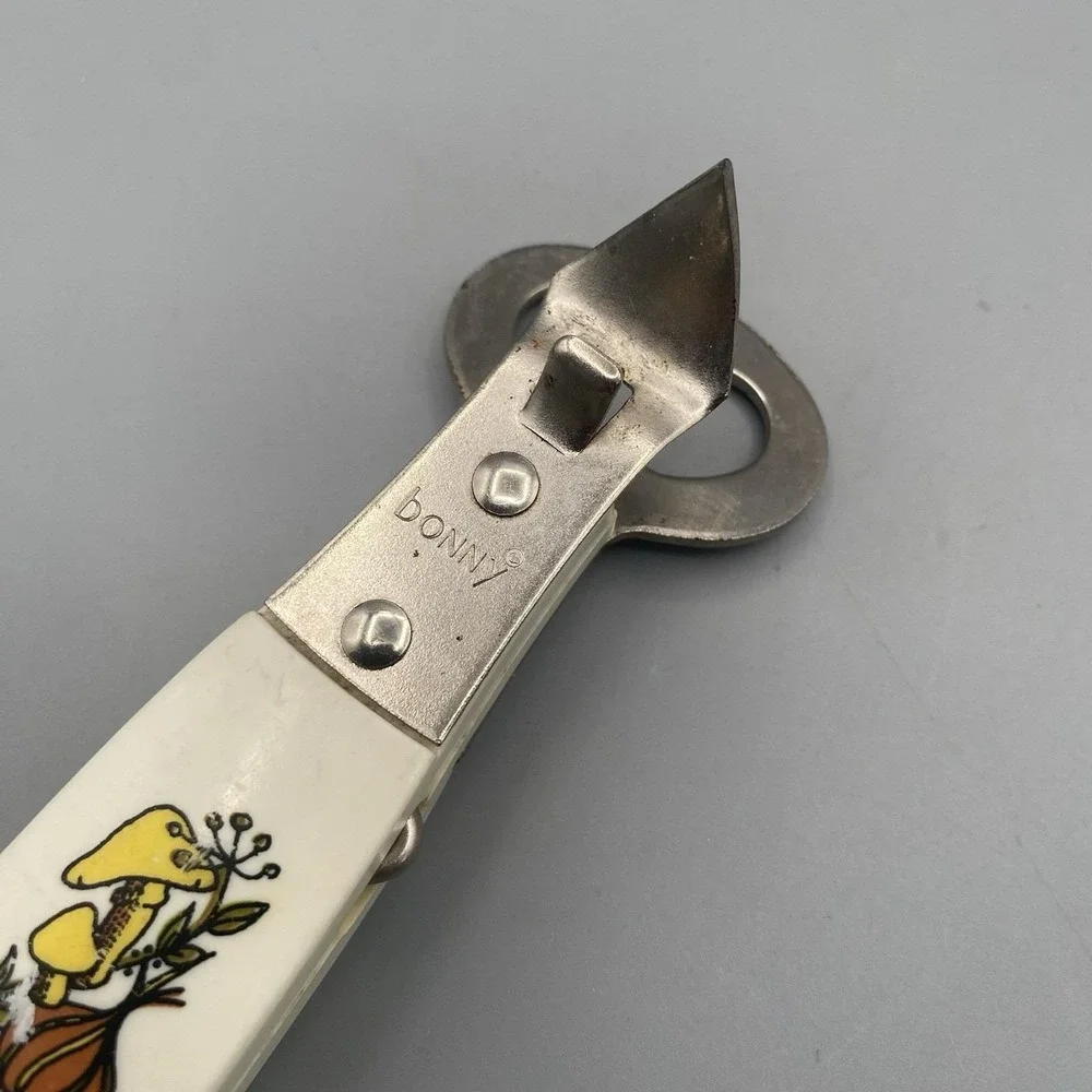 Vtg Bonny Can Bottle Opener Corkscrew Mushrooms Onions Kitchen Utensil Farmhouse